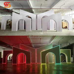 SMOOTH Wholesale Wedding Custom 3D LED PVC Acrylic White Floral Wedding Arch Door Stage <b>Backdrop</b> for Sale - Product Image 3