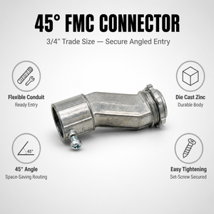 Conector de tornillo de ajuste <span class=keywords><strong>EMT</strong></span> para caja offset de 1/2, 3/4 y 1 pulgada, de zinc fundido a presión, para conductos de hormigón. - Product Image 1