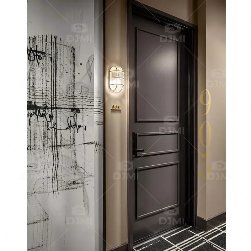 Portes de chambre d'hôtel au Design moderne, porte en bois ignifuge de 60min, portes d'hôtel personnalisées