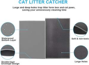 Tapis de litière pour chat portable, facile à nettoyer, antidérapant, pliable, réutilisable, en EVA, pour litière pour animaux de compagnie - Product Image 2