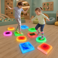 Jouet d'intégration sensorielle, pierres d'équilibre lumineuses LED liquides, tapis de jeu changeant de couleur, dalles de sol liquides interactives