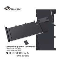 Bykski N-H100-80G-X Bloc d'eau pour carte graphique sans ventilateur, design tout métal pour H100 80GB