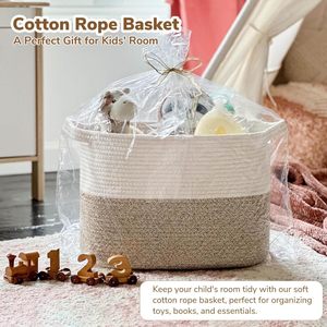 Handheld cotton rope <b>toy</b> storage basket hand woven storage basket storage basket - Product Image 3
