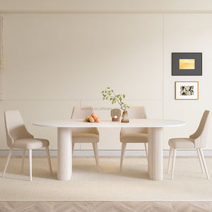 Table à manger de haute qualité en bois massif avec pieds en bois massif de couleur crème, design de colonne <span class=keywords><strong>romaine</strong></span> luxueux, <span class=keywords><strong>prix</strong></span> avantageux - Product Image 4
