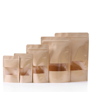 Hot Selling Biodegradable Kraft Paper Zip Lock Bags with Window Design for Food Sugar Potato Chips Storage - Product Image 2