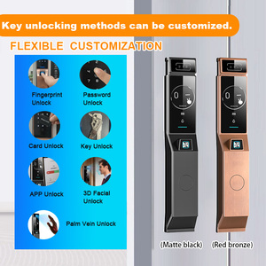 قفل باب ذكي مقاوم للماء مع شاشة ذكية تعمل بالذكاء الاصطناعي وتقنية التعرف على الوجه من تويا، قفل رقمي آمن ببصمة الكف - Product Image 2