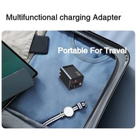 Charger Dinding Cepat Travel Dual-port USB Type-C PD QC3.0 65W ABS Retractable OEM Pabrik dengan Colokan US EU UK, Pengisi Daya Ponsel Cepat GaN