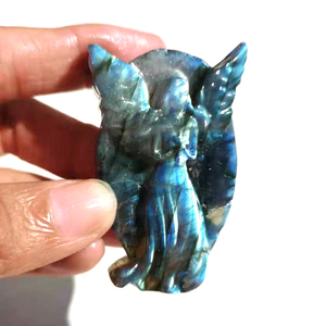 Venta al por mayor piedra curativa tallada artesanías de cristal luz azul labradorita Ángel estatuilla tallas Ángel de cristal - Product Image 3