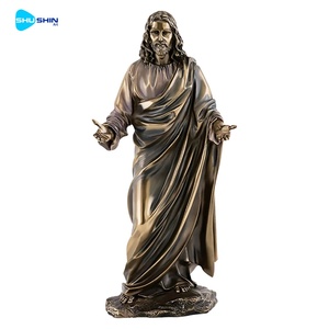 Sculpture religieuse catholique en métal moulé, modèle de jardin extérieur, taille personnalisée, bronze traditionnel, Jésus sans-abri, art religieux en bronze - Product Image 1