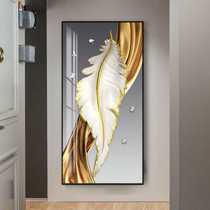 Salon chevet décoration plume version horizontale plume mur art décor peinture pour morden décorations pour la maison intems - Product Image 1