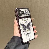 Coque de téléphone antichoc en gel de silicone souple avec cadre coloré plaqué, motif papillon et diamant, pour Honor 600 PRO/X8/X50i