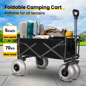 Chariot de camping électrique robuste avec pneus pneumatiques, capacité de 150 lb, chariot de plage avec cadre en acier, compact, capacité de 225 lb, pliable, OEM - Product Image 3