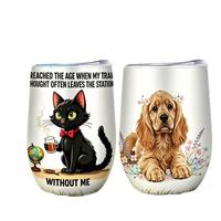 Termo con Forma de Huevo de Acero Inoxidable con Logotipo Personalizado OEM, Impresión a Color, Aislamiento Térmico de 6 a 12 Horas, Personalizado para Perros y Gatos