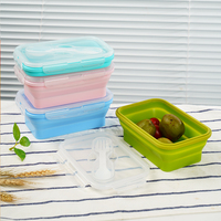 Boîte Bento en Silicone 800ml Compatible Micro-ondes avec Fourchette, Anti-fuite, Sans BPA, Empilable, OEM/ODM Bienvenus