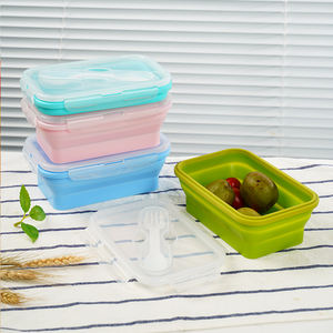 Lonchera de Silicona de 800 ml Apta <span class=keywords><strong>para</strong></span> Microondas y Congelador con Tenedor, Materiales de Grado Alimenticio, Diseño Apilable, Se Aceptan Pedidos de Fabricación Original/Diseño Original - Product Image 5