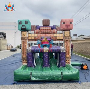 Circuito de Obstáculos Inflable Comercial con Temática de Píxeles - Desafío de Obstáculos de Bloques para Fiestas Infantiles y Eventos al Aire Libre - Product Image 4