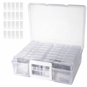 Boîte de rangement transparente en plastique pour photos, fournitures artistiques, avec poignée - Product Image 1
