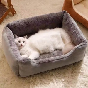 Various Customizations Manufacturer Low Price Trend Color Square Washable Soft Nest Kennel <b>Plush</b> Pet Bed For <b>Cats</b> Dogs - Product Image 2