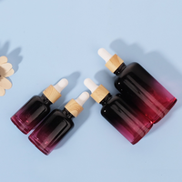 Flacon compte-gouttes en verre violet dégradé 10ml-30ml avec sérigraphie pour emballage cosmétique d'huiles essentielles et de sérums de soin de la peau