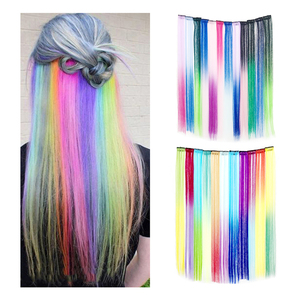 Wholesale 19'' Highlights Synthetic 300 Strands Laser Hair Extensions Glitter Hair <strong>Tinsels</strong> for Beauty Girl Decoration - Product Image 6