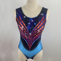 Justaucorps sans manches à impression par sublimation personnalisée avec diamant fait main pour la gymnastique