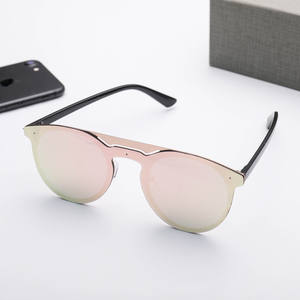 Lunettes de soleil bleues à demi-cadre pour femmes, unisexes, verres en PC, protection UV à 100%, style tendance, taille adulte - Product Image 5