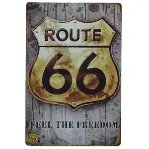 Metal Tin Sign Factory Wholesale Trending Route 66 Vintage Wall Decoration Metal Tin Signs Vintage Retro