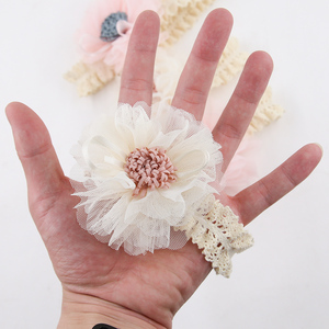 Fascia per capelli in pizzo di cotone con fiore in Tulle per bambini in stile coreano fascia per capelli morbida per bambini all'ingrosso - Product Image 5