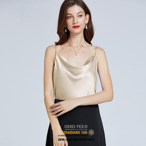 Sexy Camisole Crop <strong>Top</strong> Black Halter Silk <strong>Loose</strong> Fashion <strong>Vest</strong> Spaghetti 100% Real Silk Strap Tank <strong>Tops</strong> for <strong>Women</strong> - Product Image 5