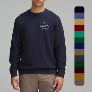 OEM <span class=keywords><strong>maglia</strong></span> di <span class=keywords><strong>cotone</strong></span> pesante oversize <span class=keywords><strong>maglia</strong></span> <span class=keywords><strong>nera</strong></span> girocollo per gli uomini ricamo Logo maglione personalizzato per gli uomini - Product Image 1