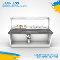 X-MING listrik makanan hangat kabinet/baja tahan karat penghangat makanan Bain Marie harga pabrik Bain Marie dengan kabinet dengan kaca