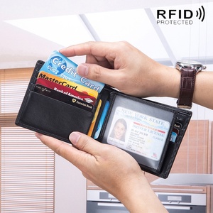 Boshiho RTS Dropshipping <b>RFID</b> <b>Blocking</b> Minimalist Genuine Leather <b>Wallet</b> Customized logo Credit Card Holder Carbon Fiber <b>Wallet</b> - Product Image 3