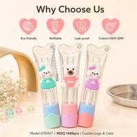 ISMAN Tube vide de 3 ml pour brillant à lèvres, en silicone, avec breloques queue de requin, ours et lapin, avec trou de suspension, emballage cosmétique en plastique, vente en gros, personnalisable