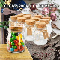 Vente en gros de pots à bonbons en verre transparent de 200 ml avec couvercles en liège - 7 oz, écologiques, pour cadeaux de mariage, épices, poudings et stockage DIY