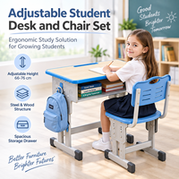 Ensemble de chaise et table d'étude réglables OEM pour étudiants, en acier et bois, avec chaise à lattes en plastique, pour les centres de formation scolaire