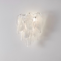 Nueva Lámpara de Pared Minimalista con Marco de Hierro y Cristal Blanco Murano, Estilo Nube, con Halógeno, para Dormitorio o Pasillo