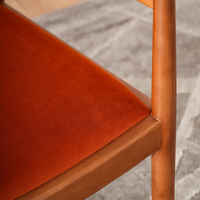 Chaise de salle à manger moderne en frêne rouge marron orange sac souple coussin en cuir pour restaurant hôtel villa meubles de chambre à coucher