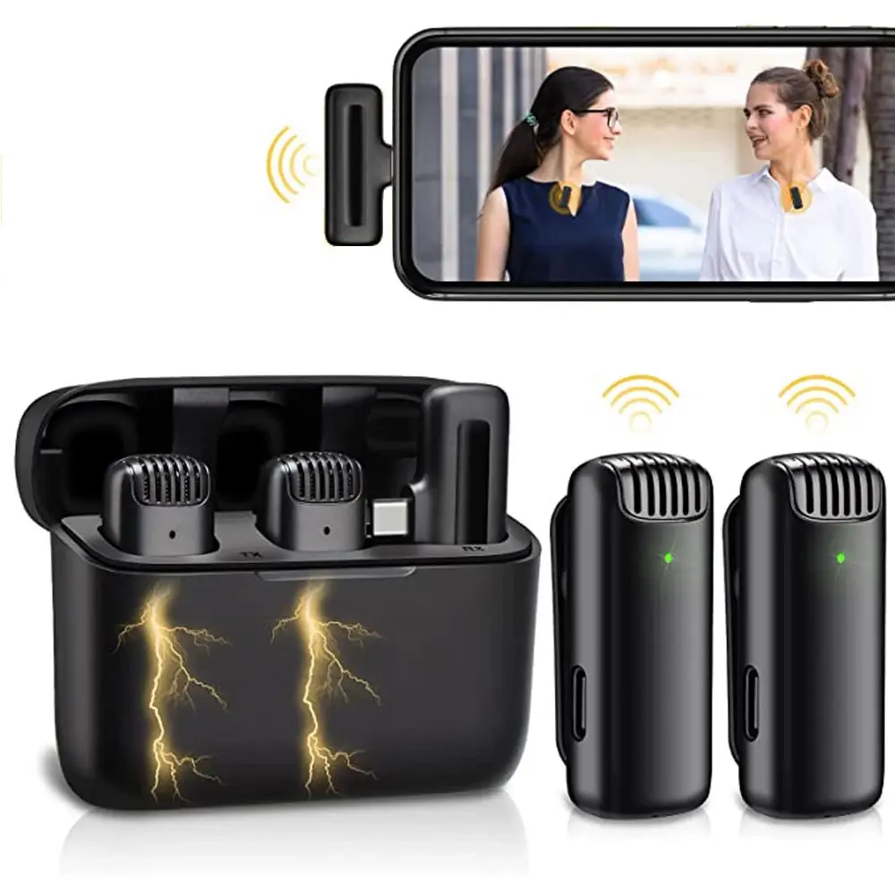 Hộp Sạc Micro Lavalier Không Dây Mic Ghi Âm Video Di Động Cho iPhone Máy Ảnh Android Máy Tính Xách Tay Mic Chơi Game Trực Tiếp