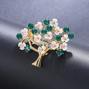 เข็มกลัดรูปต้นไม้ดอกไม้สีเขียว Weiman Plant หรูหราสำหรับผู้หญิง แฟชั่นประดับคริสตัลและเพชรเทียม ชุบทอง ผลิตจากโลหะผสม ออกแบบโดยดีไซเนอร์ สามารถสั่งทำได้ - Product Image 4