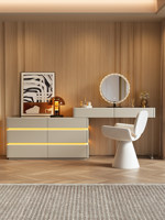 Coiffeuse minimaliste italienne avec tiroirs et panneau lumineux réglable en MDF, intégrée à la chambre, pour un luxe discret