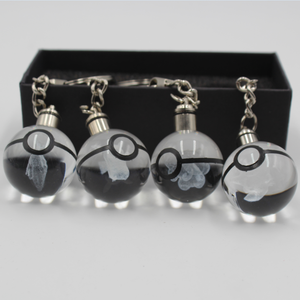 พวงกุญแจคริสตัลโปเกบอลขนาด 30 มม. แบบกำหนดเอง พร้อมไฟ LED สำหรับเป็นของขวัญเด็ก พวงกุญแจคริสตัลโปเกบอล - Product Image 1