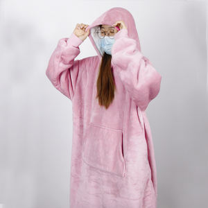 Offre Spéciale couverture à capuche portable moderne <span class=keywords><strong>Sherpa</strong></span> personnalisé adulte <span class=keywords><strong>Plaid</strong></span> solide tissé 100% polyester paquet personnalisé accepté 45 jours - Product Image 1