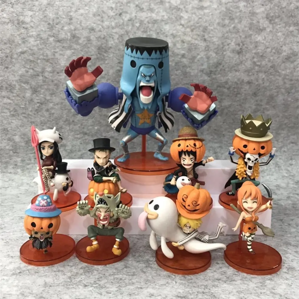 9 pz/set un pezzo WCF Halloween Day rufy zoro Brook Nami sanji chopper action figure PVC collection model toy for gifts