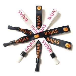 Pulseras de Tela Lisa Blanca y Negra con Logotipo Personalizado, Pulsera de Satén para Eventos y Festivales de Halloween - Product Image 2