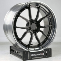 Jantes forgées Bku en 2 parties 5x112 compatibles avec Mercedes C63 S W205 W206 E63 BS CLS63 S63 19 20 21 pouces, finition noire brillante, jantes en alliage concaves