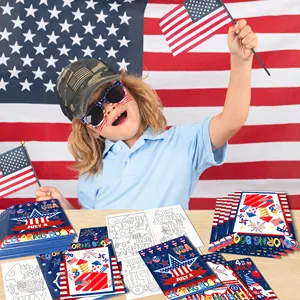 7 월 4 일 색칠하기 책 학교 활동 필러 미국 독립 기념일 파티 용품 DIY 그림 그리기 책