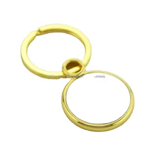 Portachiavi tondo d'oro all'ingrosso personalizzato in metallo cerchio