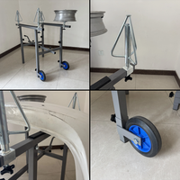 Chariot de peinture robuste en alliage métallique à 4 roues, support réglable pour atelier de carrosserie, pour jantes et ailes, avec poignée inclinable et roues solides