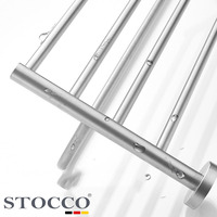 STOCCO Porte-serviettes mural double couche en acier inoxydable brossé avec barre de suspension pour hôtel