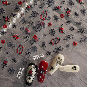Pegatinas 5D en relieve de moda para uñas de Halloween, calcomanías estéreo de rosa y telaraña para decoración de uñas, fundas de teléfono y manualidades DIY - Product Image 3